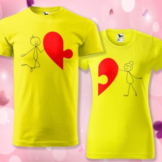 Valentin Nap - Páros Póló - Puzzle szív - Pálcika