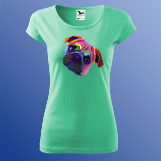 Absztrakt Mopsz Fej Póló