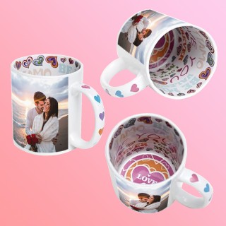 Bögre - Belül És A Fülén is Nyomtatva - I Love You Felirattal