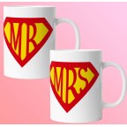 Páros Valentin Napi Bögre - Mr&Mrs -Superman Jelben